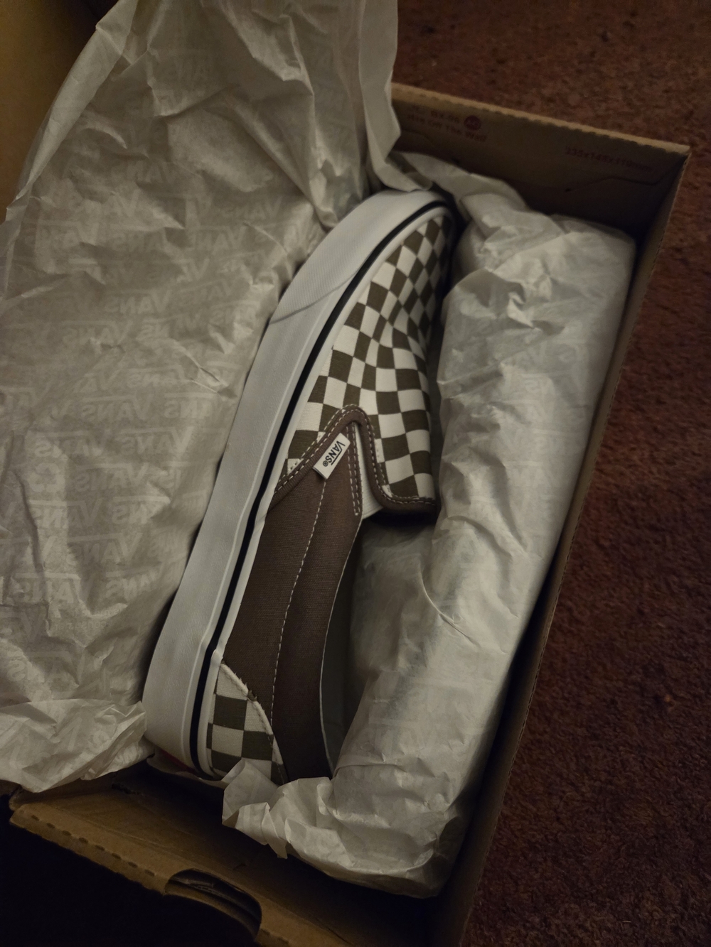 Vans Classic Slip-On Checkerboard Shoe - Brown/White